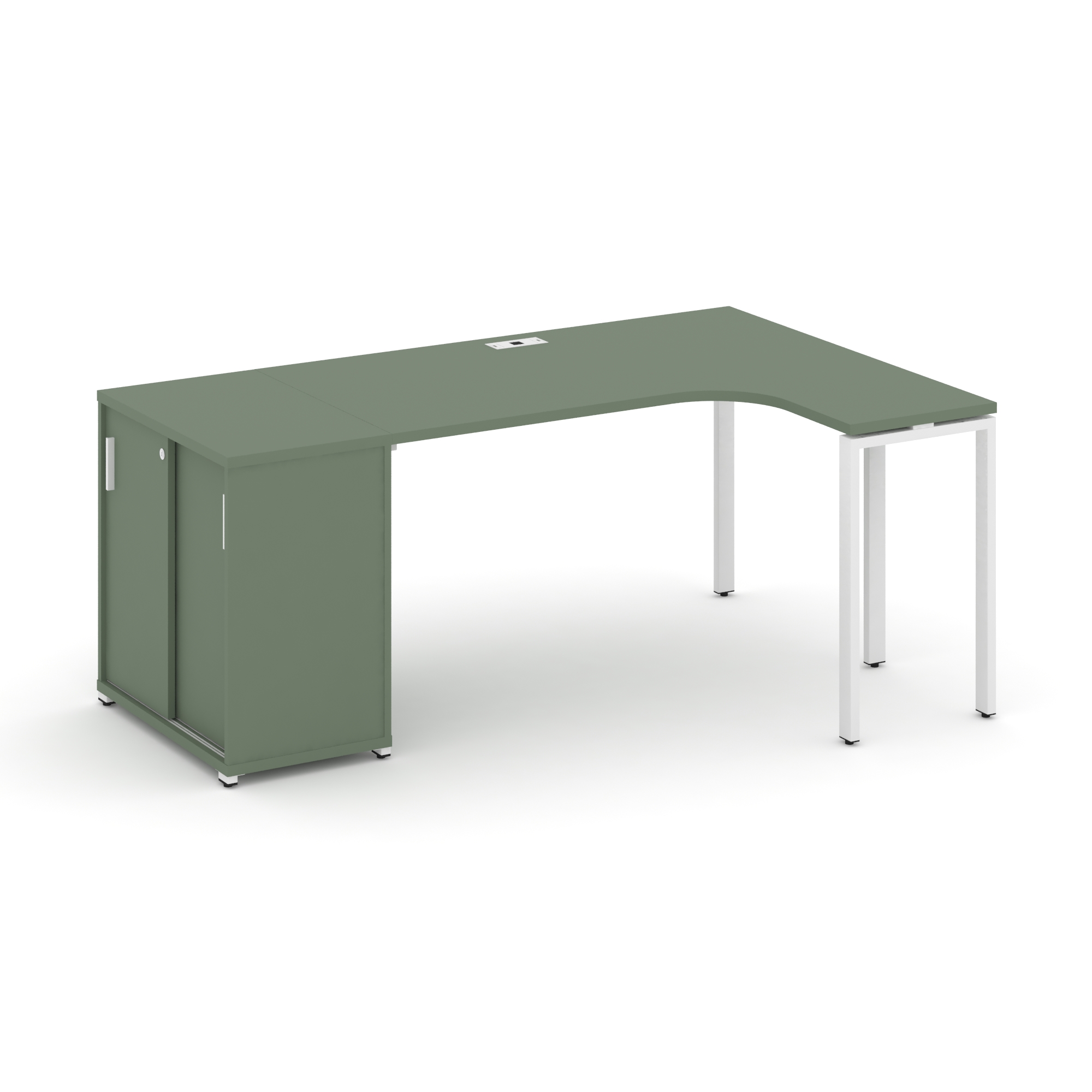 Концепт Стол эргономичный с опорным шкафом-купе  CN.SA-218(R) W Кобо/Металл Белый 2000*1180*750