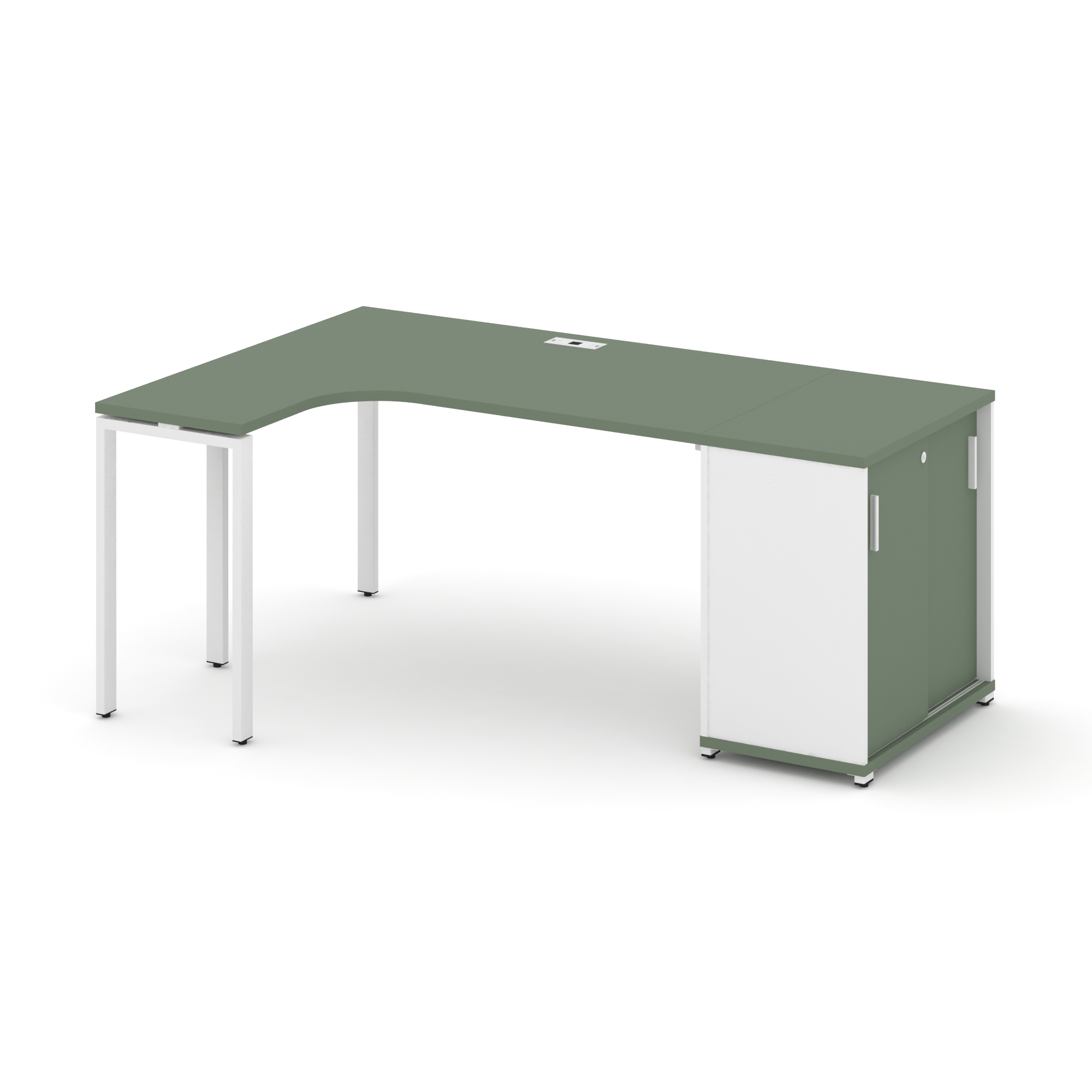Концепт Стол эргономичный с опорным шкафом-купе  CN.SA-218(L) W Кобо/Белый Бриллиант/Металл Белый 20