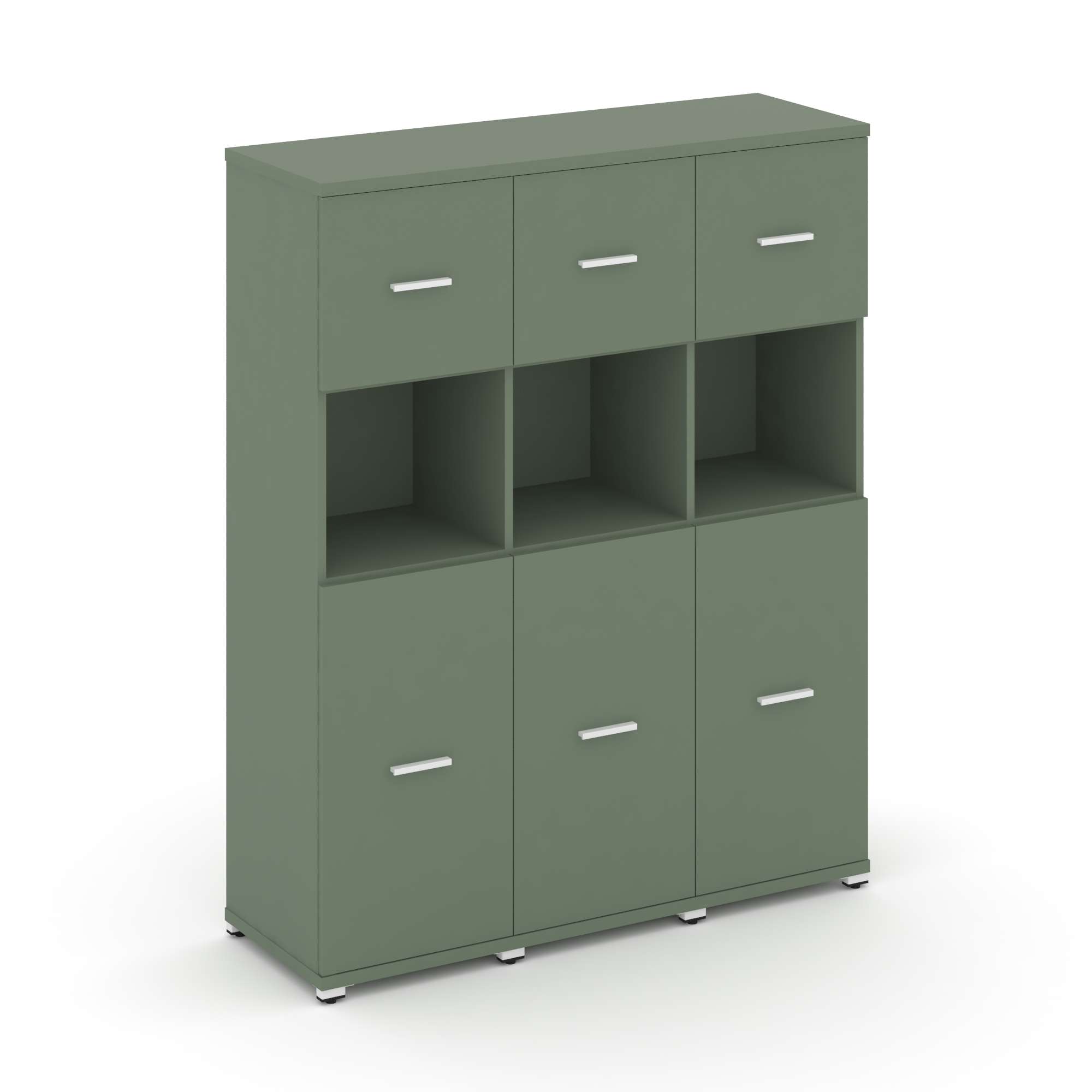 Концепт Шкаф 3 узкие секции, 4 ниши CN.STU-435 W Кобо/Металл Белый 1252*420*1554