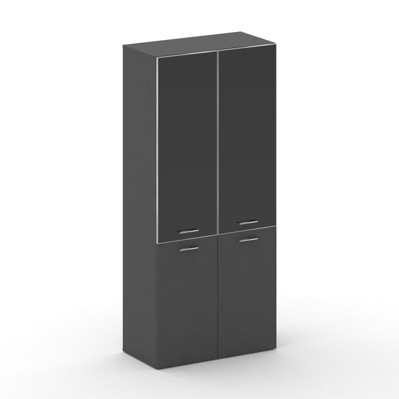 Фреско Шкаф широкий высокий FRU.ST-101 black Базальт UM/Лакобель Черный/Хром 896*460*2000