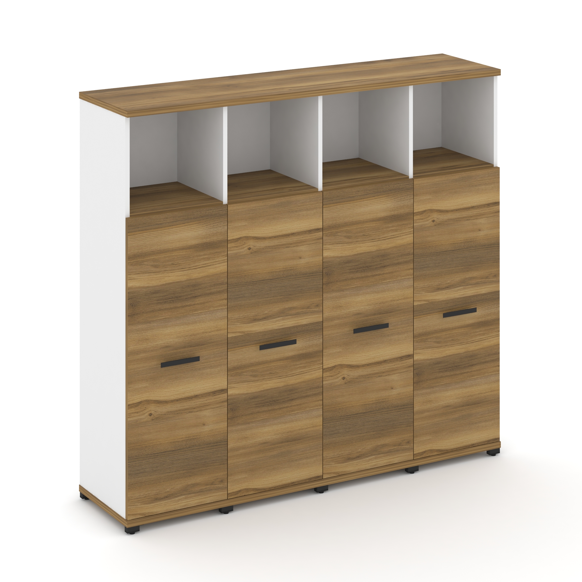 Концепт Шкаф 4 узкие секции, 4 ниши  CN.STU-443 B Сандал Янтарный/Белый Бриллиант/Металл Черный 1668